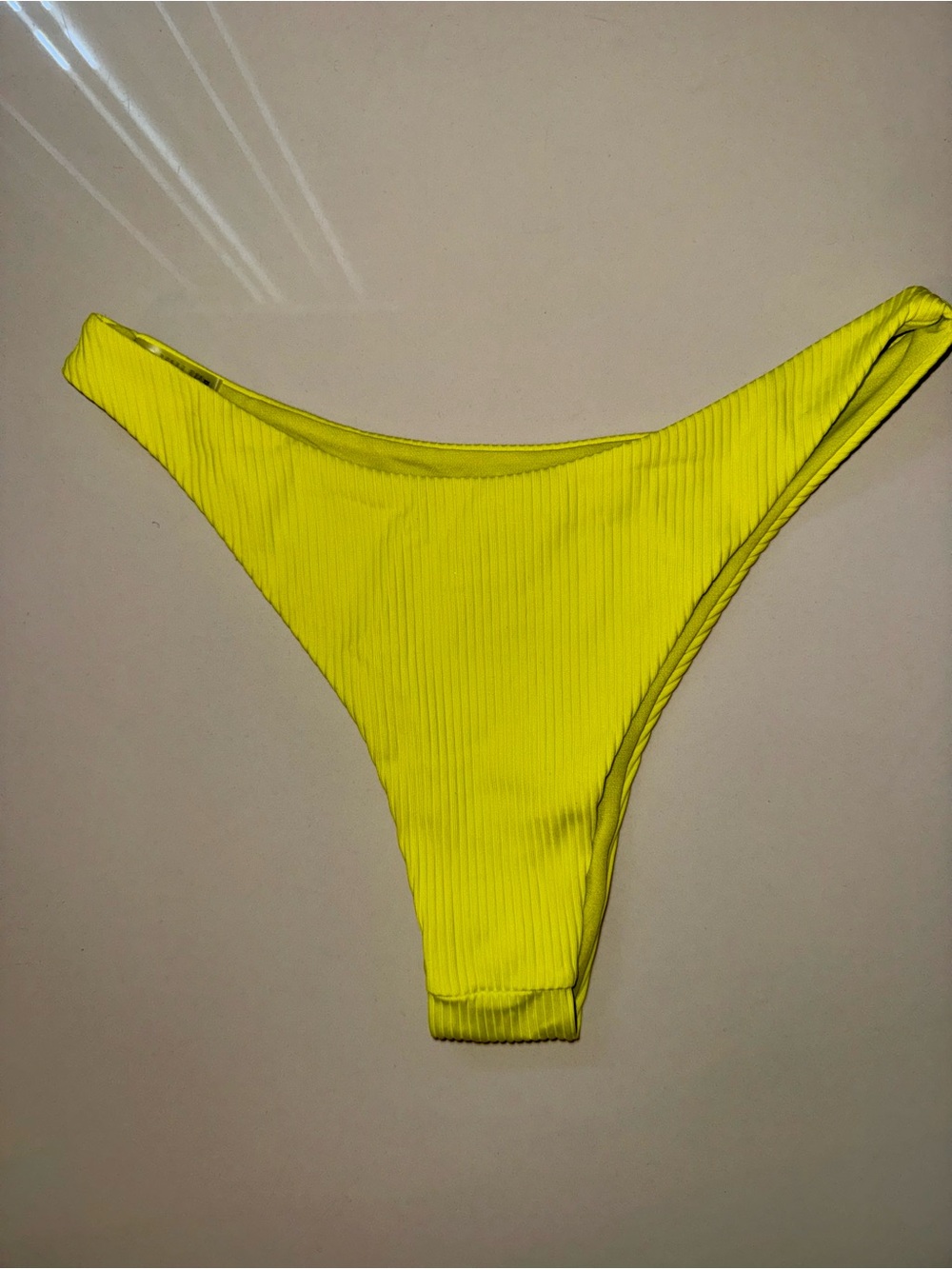 Neon Yellow Ribbed High-Cut Swim Bottom - Picture 2 of 3